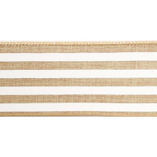 2.5" x 25ft. Faux Linen Wired Stripe Ribbon by Celebrate It™